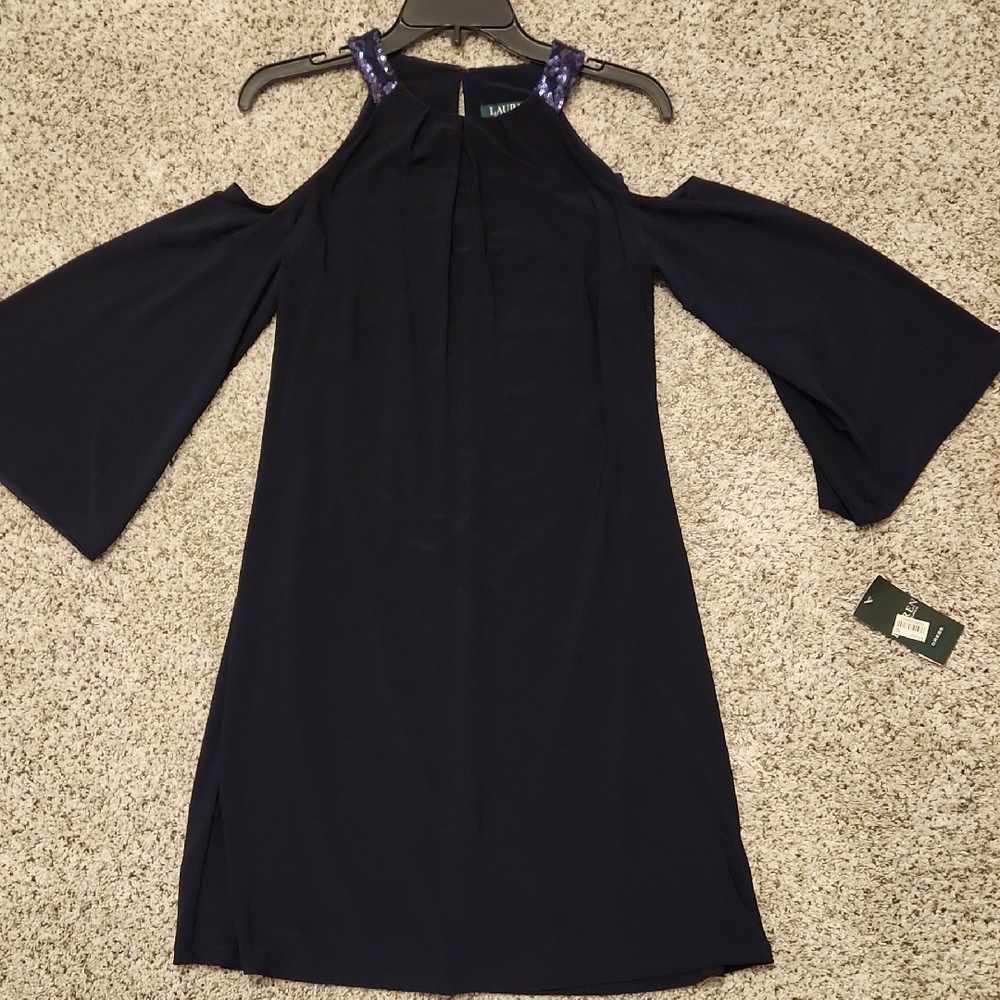 Ralph Lauren Navy Cold Shoulder Dress